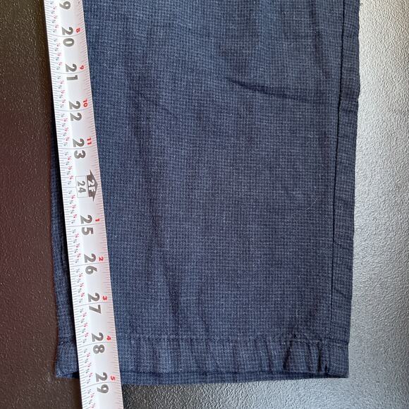 Old Navy Pants Men XL Blue Micro Plaid Linen Blend Loose Taper Pleats Drawstring - Picture 10 of 10
